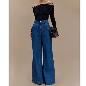Meshki Blue Flare & Wide Leg Jeans